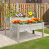 Outsunny 2 Tiers Raised Garden Bed, Wooden Elevated Planter Box With Legs Gardening Planting Bed Wit|Outsunny 2 Pieces En Bois De Sapin Massif Plante Lit Sureleve Fleur Legume Herbe Boite De Culture Su