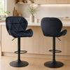 HOMCOM Bar Stool Set of 2 Fabric Adjustable Height Counter Chairs Black