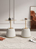 Anderson Modern Metal Top Upholstered End Table in Cream - Set of 2 | Table d’appoint moderne Anderson a plateau en metal et revetement creme – Lot de 2