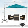 Costway 11 FT Outdoor Patio Umbrella, Round Cantilever Umbrella w/ 360° Rotation Blue