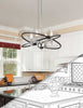 Dainolite Paloma 4 Light Chandelier Polished Chrome And Matte Black Finish Lamp|Lustre Paloma de Dainolite avec fini chromé poli et noir mat, et 4 ampoules