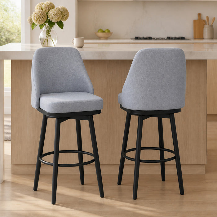 HOMCOM Bar Height Bar Stools Set of 2 360° Swivel Barstools with Legs, Grey