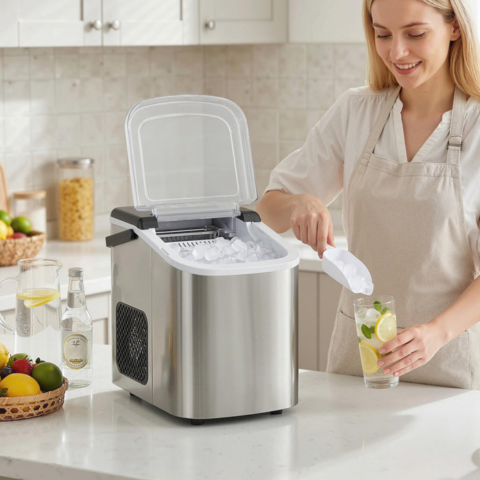 HOMCOM Portable Ice Maker Countertop 9 Ice Cubes Ready in 7 Mins 26lbs/24H