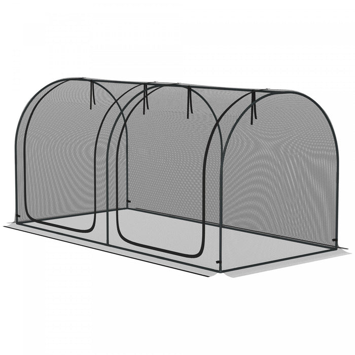 Outsunny 8 X 4ft Crop Cage With Two Zippered Doors And Ground Stakes Black