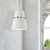 Dainolite Symphony 3 Light Pendant Aged Brass White Shade Lamp|Luminaire suspendu Symphony de Dainolite avec abat-jour blanc, fini laiton vieilli et 3 ampoules