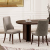 Connie Modern Wood Vegan Leather and Velvet Dining Chair in Taupe - Set of 2 | Chaise de salle a manger moderne Connie en bois, cuir vegetalien et velours taupe - Lot de 2