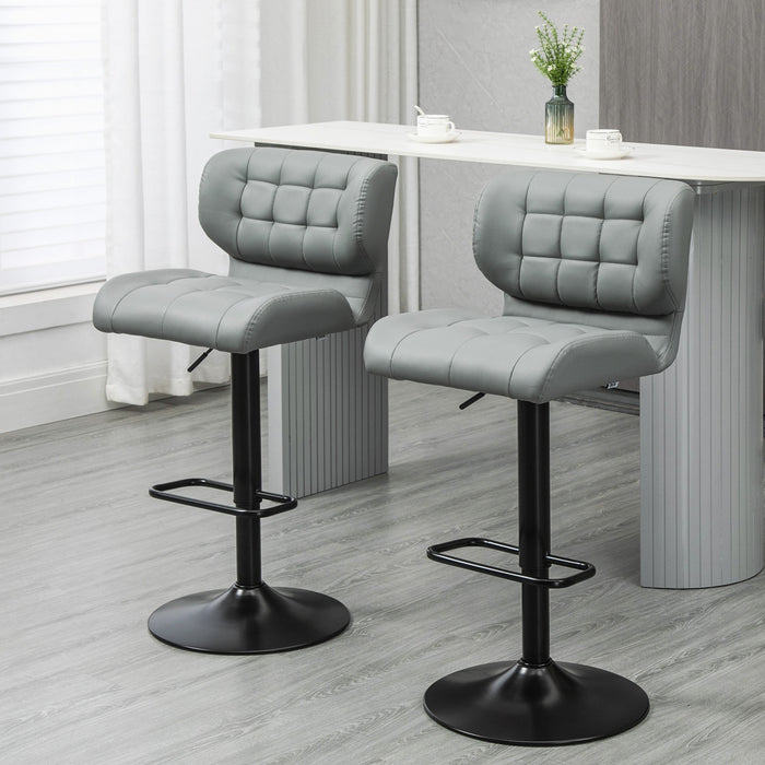 HOMCOM Adjustable Bar Stools Set of 2 with Footrest Back for Dining Room