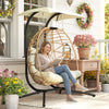 Outsunny Double Hanging Egg Chair w/ Canopy, Foldable Hammock Chair, Beige