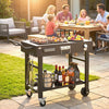 Outsunny Outdoor Grill Cart, Folding Grill Table with Wheels and Magnetic Knife Holder, Portable Griddle Stand with Handle, Hooks, Spice and Paper Rack, Bottle Opener, Black