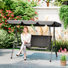 Outsunny 3-Seat Porch Swing with Canopy Outdoor Swing Chair w/ Rattan Seat
