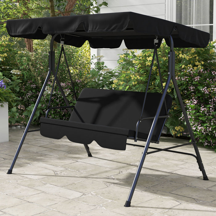 Outsunny 3-seat Patio Swing Chair With Adjustable Canopy Black