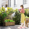 Outsunny Raised Garden Bed With Trellis For Climbing Vines, Wood Planter Box For Garden, Free Standi|Outsunny Lit De Jardin Sureleve Avec Treillis Pour Vignes Grimpantes, Jardiniere En Bois Pour Jardin