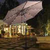 Costway 10ft Patio Solar Umbrella LED Patio Market Steel Tilt w/ Crank Outdoor Tan