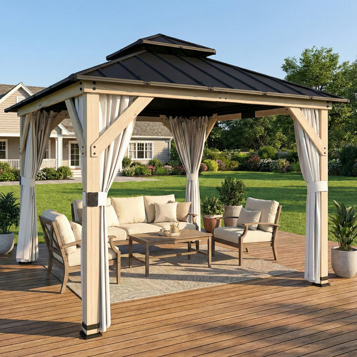 Outsunny 10' x 10' Outdoor Hardtop Gazebo with Double Galvanized Steel Roof