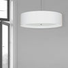 Dainolite Helena 4 Light Pendant 34" Dia Polished Chrome Finish White Shade White Diffuser Lamp|Luminaire suspendu Helena de Dainolite de 34 po de diamètre avec abat-jour blanc qui diffuse la lumière, fini chromé poli et 4 ampoules