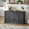 HOMCOM 58" Farmhouse Sideboard Buffet Cabinet with Charging Station Black