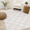 Leonardo White Grey Checkered Area Rug - 6'7" x 9'6"|Carpette Leonardo blanche et grise à motif à carreaux - 6 pi 7 po x 9 pi 6 po
