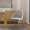 Gracie Modern Metal Vegan Leather Dining Chair in Stone Gray and Gold | Chaise de salle a manger moderne Gracie en metal et cuir vegetalien, gris pierre et or