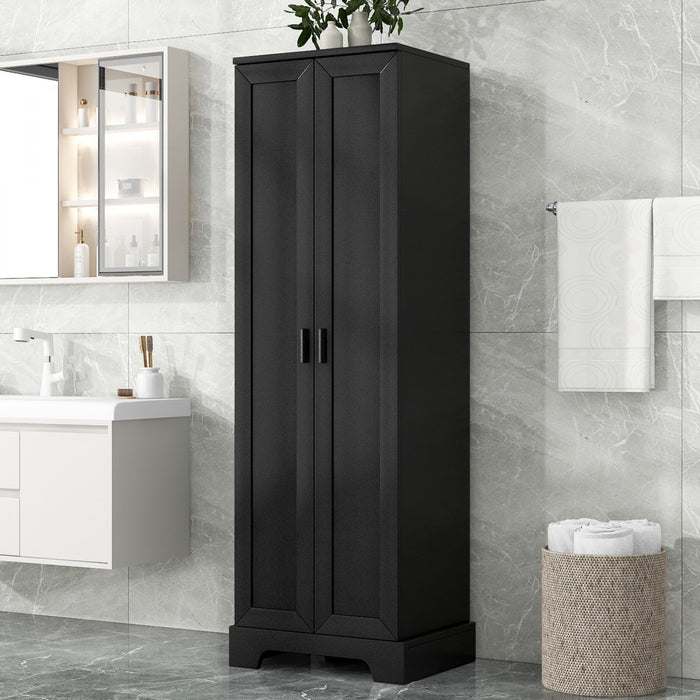Liam Multi-Functional Storage Cabinet with Doors and Adjustable Shelves,Black Accent Cabinet
