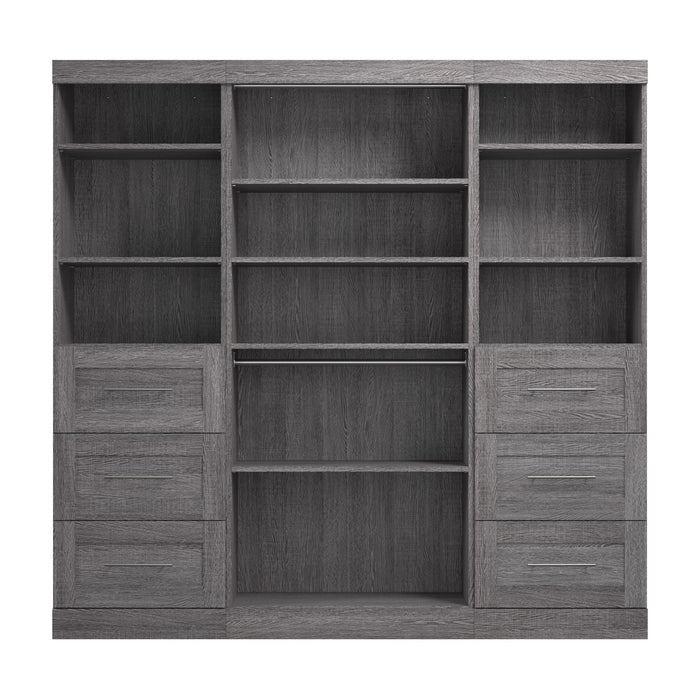 Bestar Pur 86 W Closet Organization System with Drawers - Bark Grey