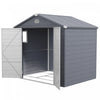 Outsunny 8' X 6' Plastic Garden Storage Shed With Air Vents, Dark Grey|Outsunny Abri De Jardin 8'x6' Porte A Loquet Bouches D'aeration, Gris Fonce