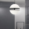 Dainolite Atomic Pendant 30w Matte Black White Glass Lamp|Luminaire suspendu Atomic de Dainolite en verre blanc, avec fini noir mat et ampoule de 30 W