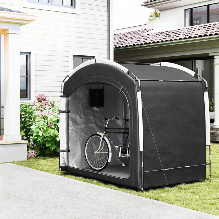 Outsunny Bike Storage Tent Shed with Carry Bag for 3-4 Bikes, Black
