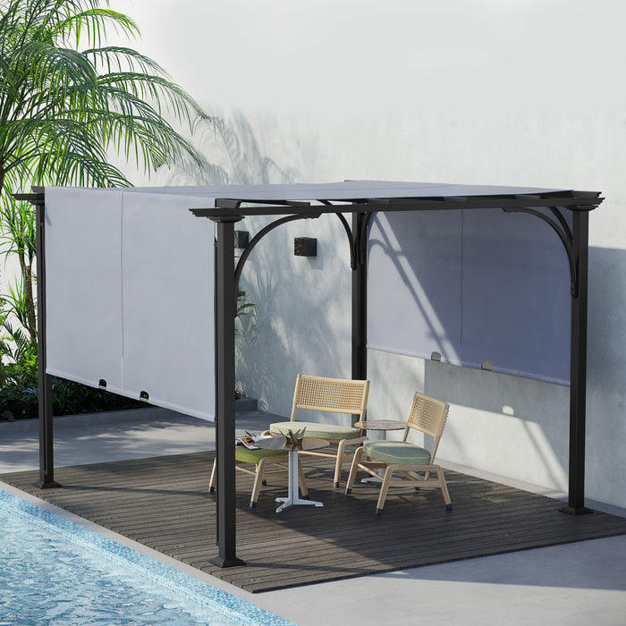 Outsunny 10' X 10' Outdoor Pergola Patio Gazebo Retractable Canopy, Grey