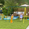 Outsunny 5 In 1 Swing Set For Kids With Saucer Swing, Seat, Climbing Ladder/net, Basketball Hoop, Me|Outsunny Balancoire 4 En 1 Pour Enfants Avec Balancoire Soucoupe, Siege, Echelle D'escalade/filet, P
