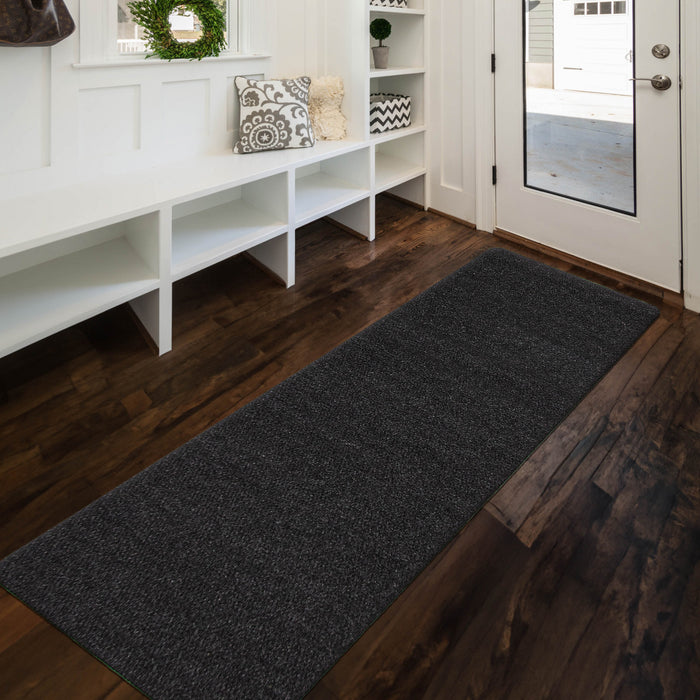 Modern 2'6\" x 6'7\" Hobnail indoor/outdoor Rug mat in Black Outdoor Area Rug