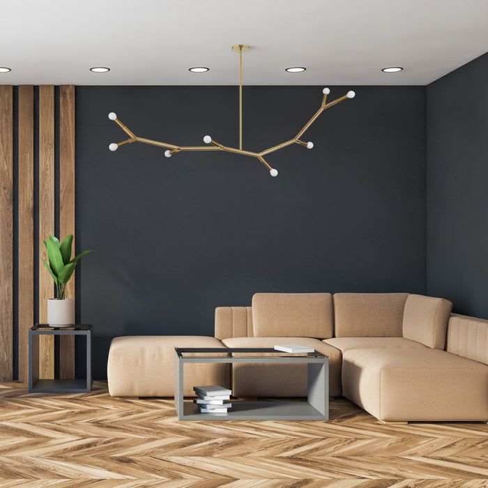 Dainolite Morgan 8 Light Horizontal Pendant Aged Brass Finish Lamp