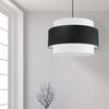 Dainolite Priya 4 Light Chandelier Small Matte Black Black/White Shade Lamp|Petit lustre Priya de Dainolite avec abat-jour noir et blanc, fini noir mat et 4 ampoules