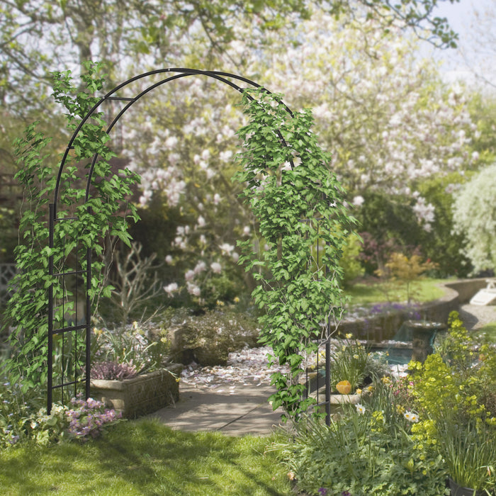 Outsunny 7ft Garden Arch Trellis, Outdoor Wedding Arbor For Roses, Vines