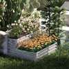 Outsunny 2 Tier Raised Garden Bed, 47" X 40" X 23'' Galvanized Steel Planter Box For Vegetables, Flo|Outsunny Lit De Jardin Sureleve A 2 Niveaux, 47" X 40" X 23'' Jardiniere En Acier Galvanise Pour Leg
