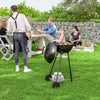 Outsunny 17" Kettle Charcoal BBQ Grill with BBQ Accessories, Barbecue Grill with Ash Catcher, Shelf, Handles, Wheels, for Patio Backyard Party, Outdoor Cooking (Black)