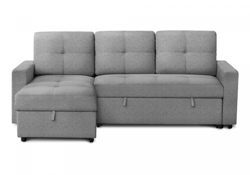 Sleeper Sofa, 90\" Length, Convertible Sofa Bed, Storage Chaise, Light Grey Fabric Sleeper Sofa
