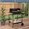 Outsunny Portable Outdoor Charcoal BBQ Grill with Adjustable Grill Height, Barbecue Trolley with Ash Catcher and Wheels for Outdoor Garden Party Cooking, Black