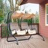 Outsunny Luxury Porch Swing Metal Outdoor Swing Chair 2 Separated Seater Hammock Heavy-duty With Can|Outsunny Luxury Metal Swing Chair Hamac 2 Places Separees Robuste Avec Auvent Et Coussins, Beige