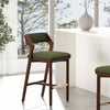Patricia Modern Wood Upholstered Barstool in Turtle Green Bar Stool | Tabouret de bar moderne Patricia en bois avec revetement en tissu vert tortue