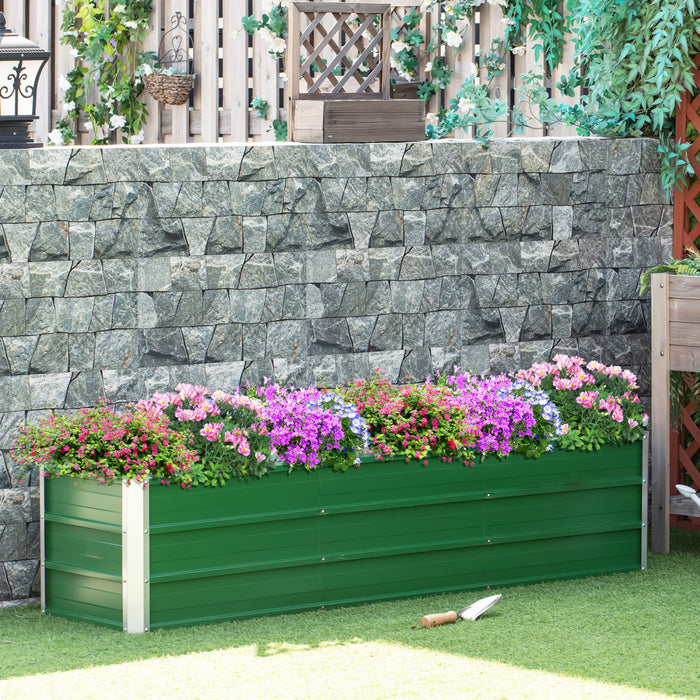 Outsunny Galvanized Raised Garden Bed, Elevated Large Metal Planter Box W/ Install Gloves For Backyard, Patio To Grow Vegetables, Herbs, And Flowers, Green