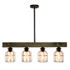 Abell 4 Light Rustic Wood Pendant, Onyx, 32"L Lamp | Abell Suspension rustique en bois a 4 lumieres, Onyx, 32 po L