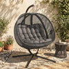 Outsunny Double Egg Chair with Stand, Hanging Swing Egg Chair, Grey