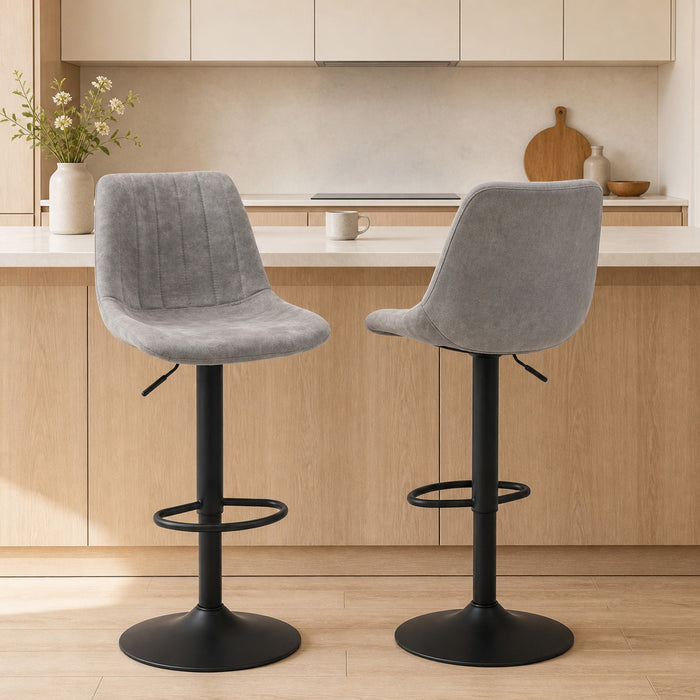 HOMCOM Adjustable Bar Stools Set of 2, Leathaire Swivel Barstools w/ Back
