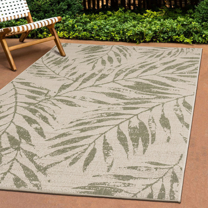 Jackson Taupe White Elegant Border Outdoor Rug, 5'3\" x 7'7\" Outdoor Area Rug