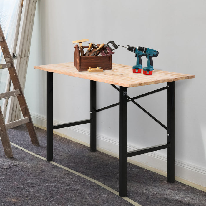Homcom Fir Wood Top Workbench Table High Stability