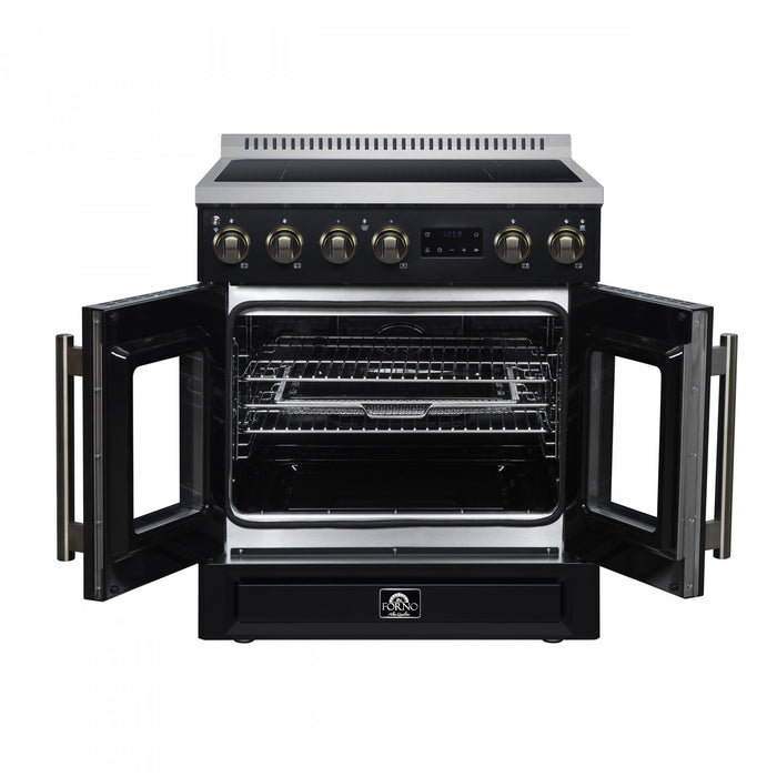 Forno Torino French Door 30 Inch Black Induction Range, 4.32 cu.ft. - FFSIN0950-30BLK Electric Range