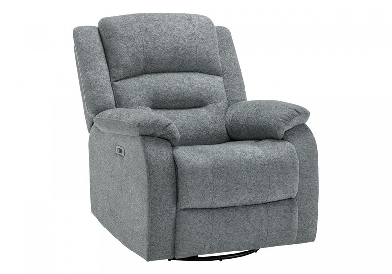 MONARCH SPECIALTIES 34\" WIDE, LARGE UPHOLSTERED POWER RECLINING CHAIR, USB PORTS INCLUDED, BLUE FABRIC, TRANSITIONAL Recliner