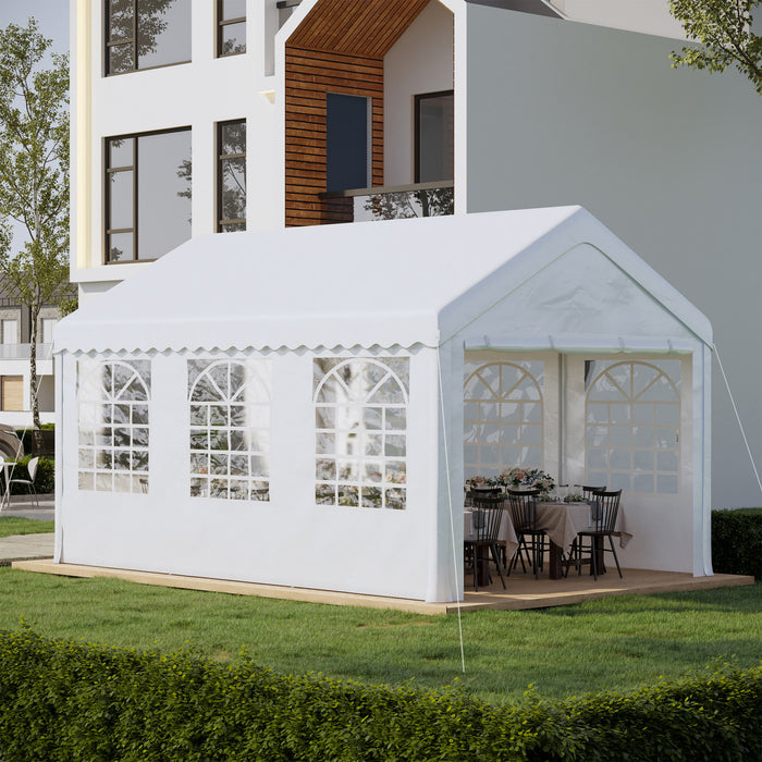 Outsunny 20'x13' Heavy Duty Party Tent, Carport Garage Canopy, Portable Sun Shelter With Sidewalls White