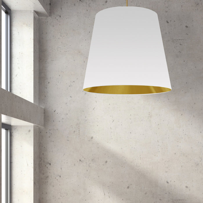 Dainolite Oversized Drum 1 Light Pendant tapered Drum XLarge White/Gold Shade Lamp