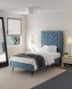 Crosby Modern Upholstered Velvet Twin Bed in Blue | Lit simple moderne Crosby en velours bleu